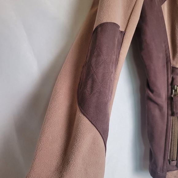 Eddie Bauer Sport Shop Fullzip Beige Taupe Fleece/ Canvas Jacket Women's Large - Picture 2 of 13